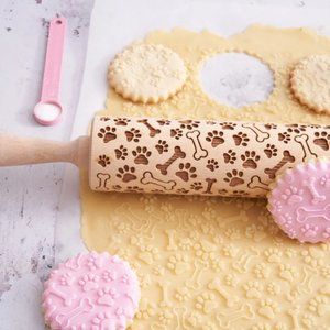 Holiday Rolling Pin - Animals Paws & Bones